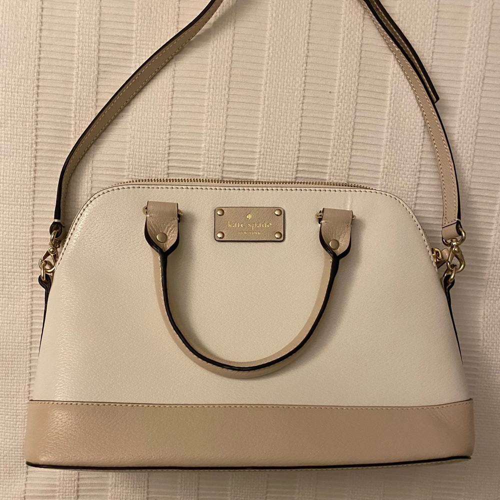 NWT Kate Spade New York Cream/Pebble Wellesley Small Rachelle Satchel Handbag